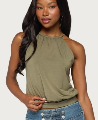 Women's Everi Halter Cinched-Waist Strappy-Back Tank Top