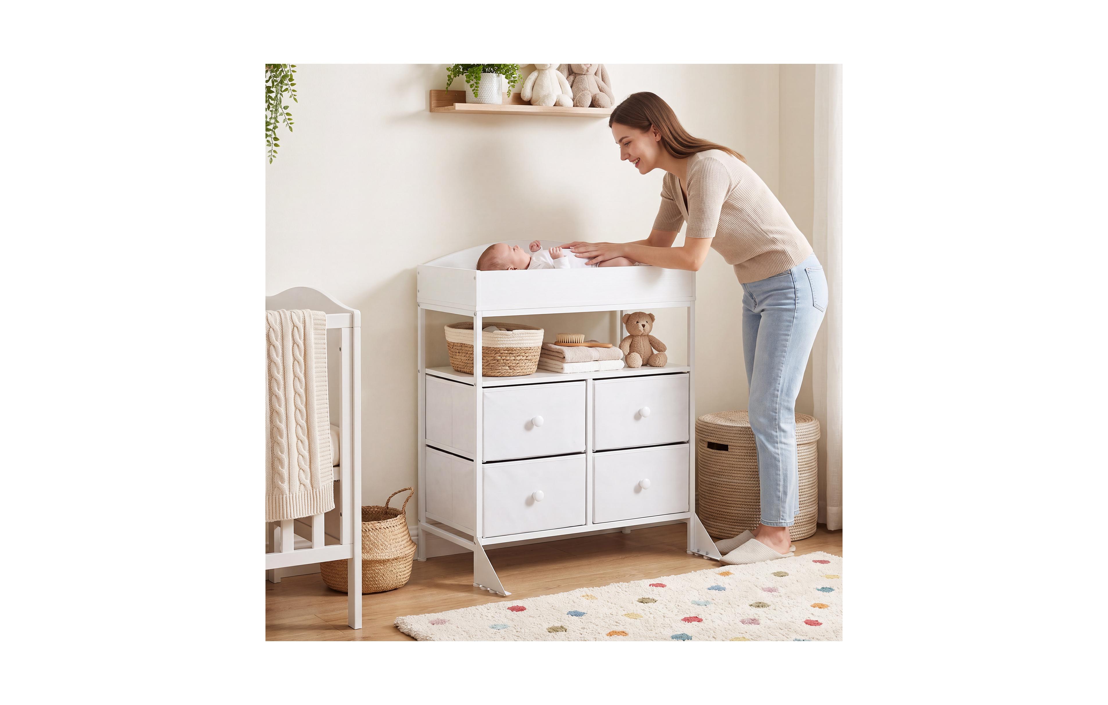 homfan Four Fabric Drawers Changing Table