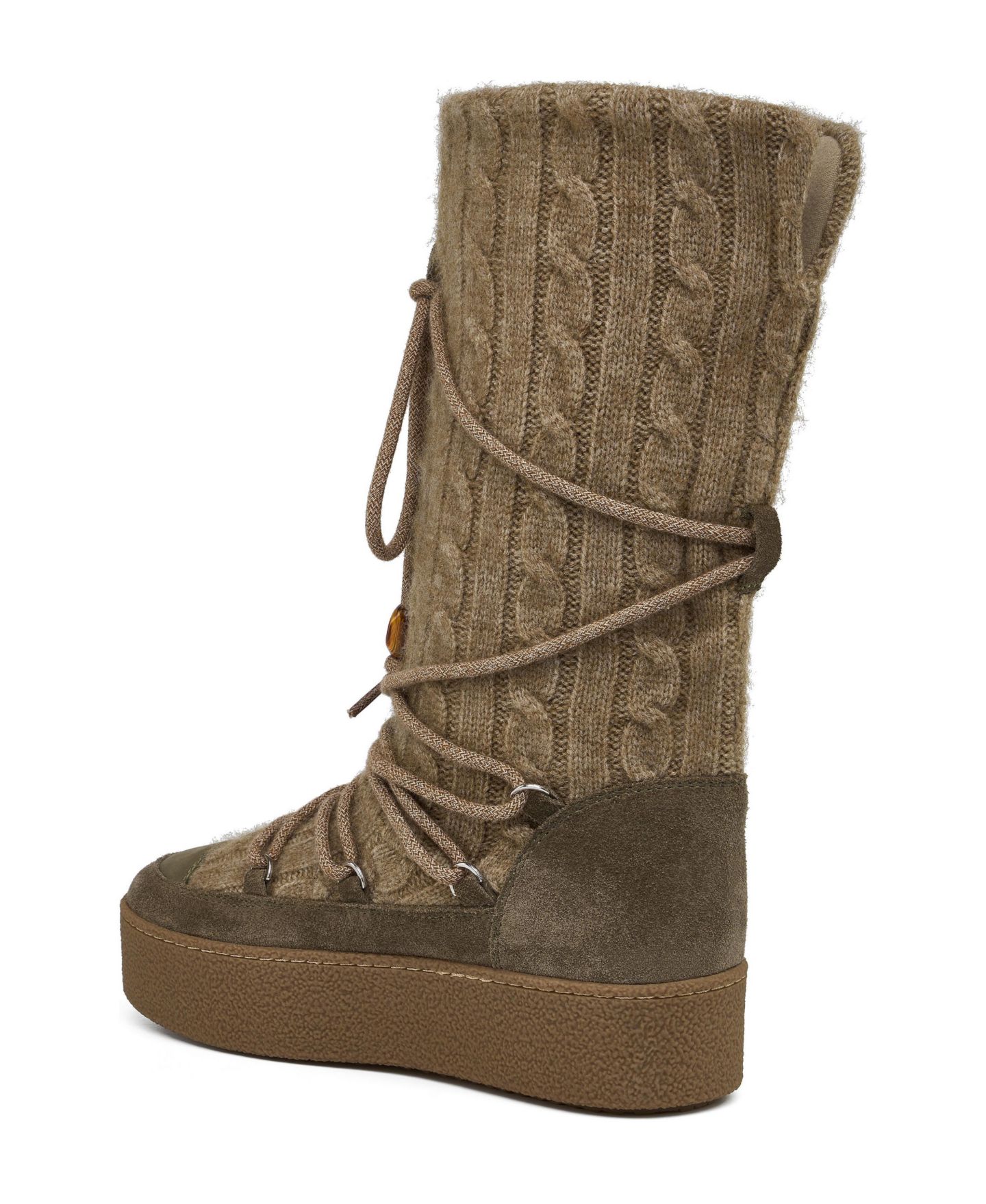Женские ботинки JSlides Vermont Cable-Knit Platform Suede, цвет: Бежевый / Хаки — фото 2