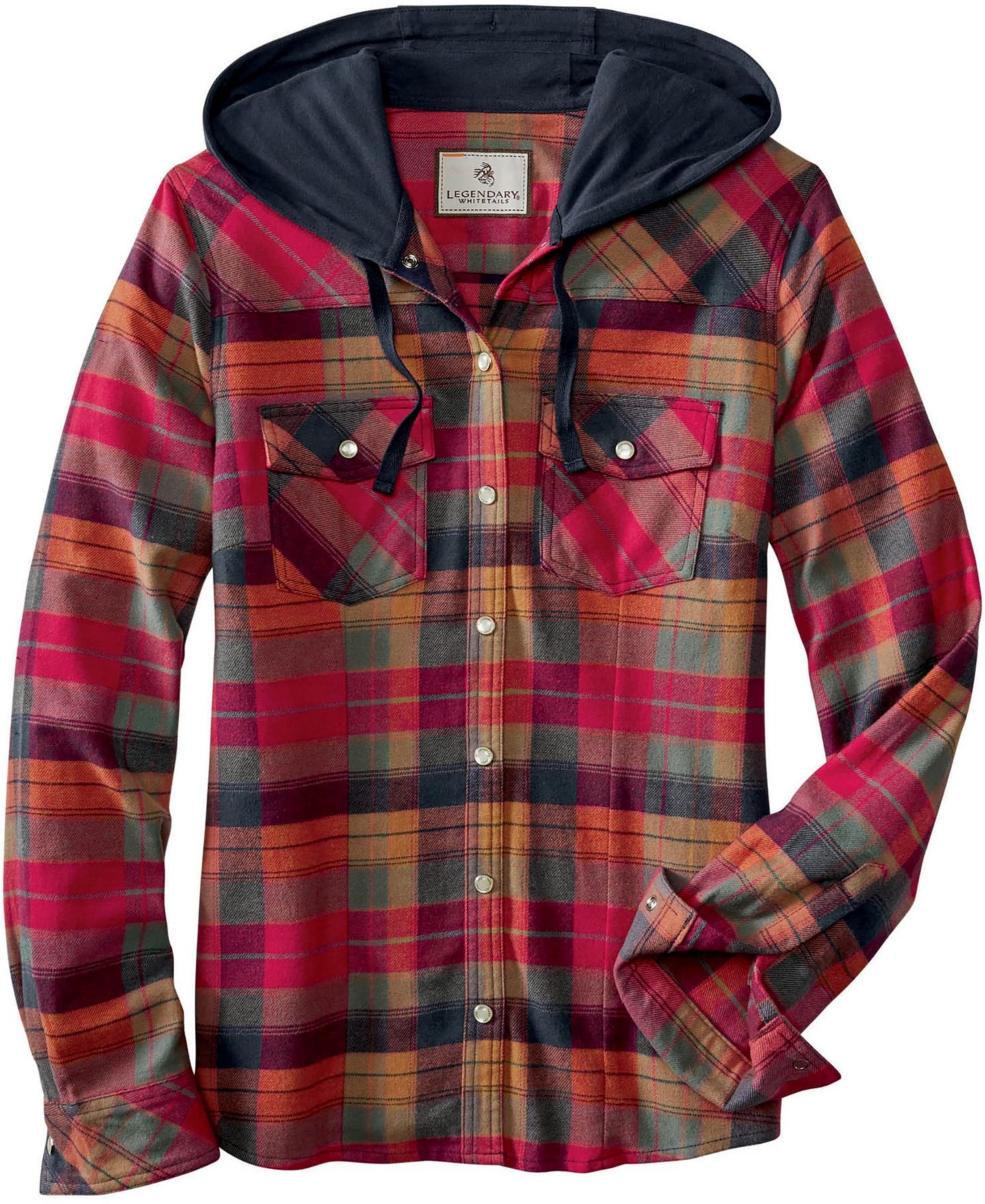 Женская рубашка Legendary Whitetails Lumber Jane Plaid Hooded Long-Sleeve Button-Up, цвет: Клетчатый, вариант 1 — фото 3