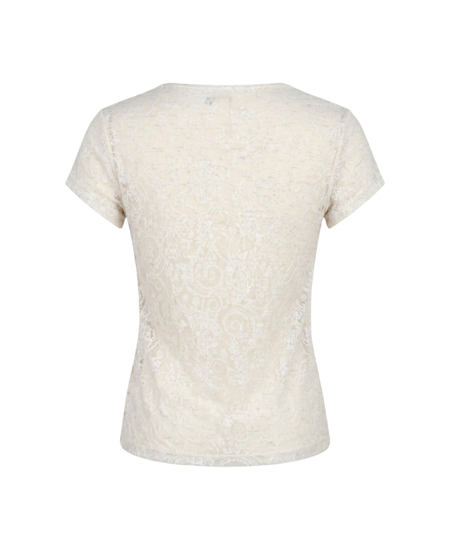 Женская футболка Modenaire Fitted Floral Sheer Lace, цвет: Бежевый — фото 6