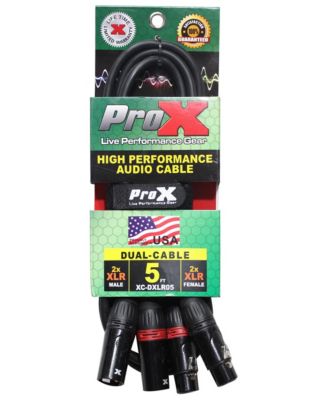 XC-DXLR05 Oxygen-Free Copper Dual XLR-M to Dual XLR-F Balanced Audio Cable, 5 ft.