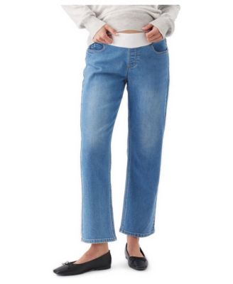 Maternity Teddy Straight-Leg Pull-On Jeans