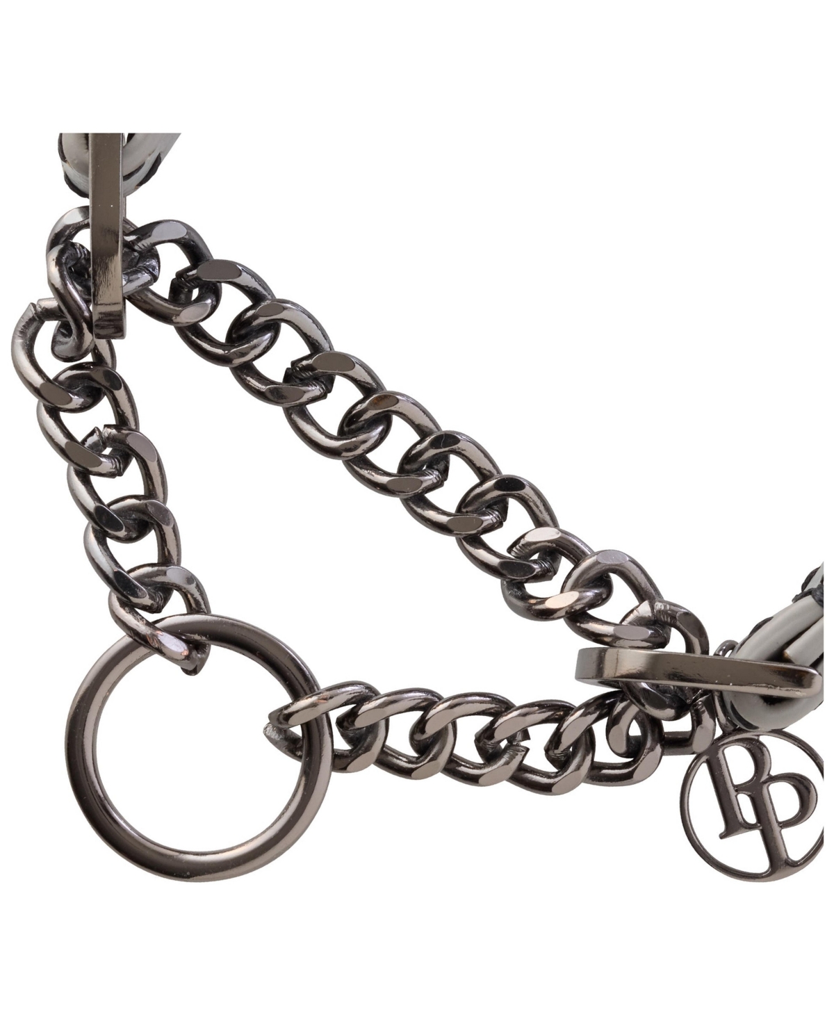 Pet Passion Rein The Faux Leather Chain Martingale - Gray