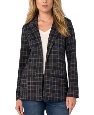 Petite Boyfriend Plaid Knit Blazer