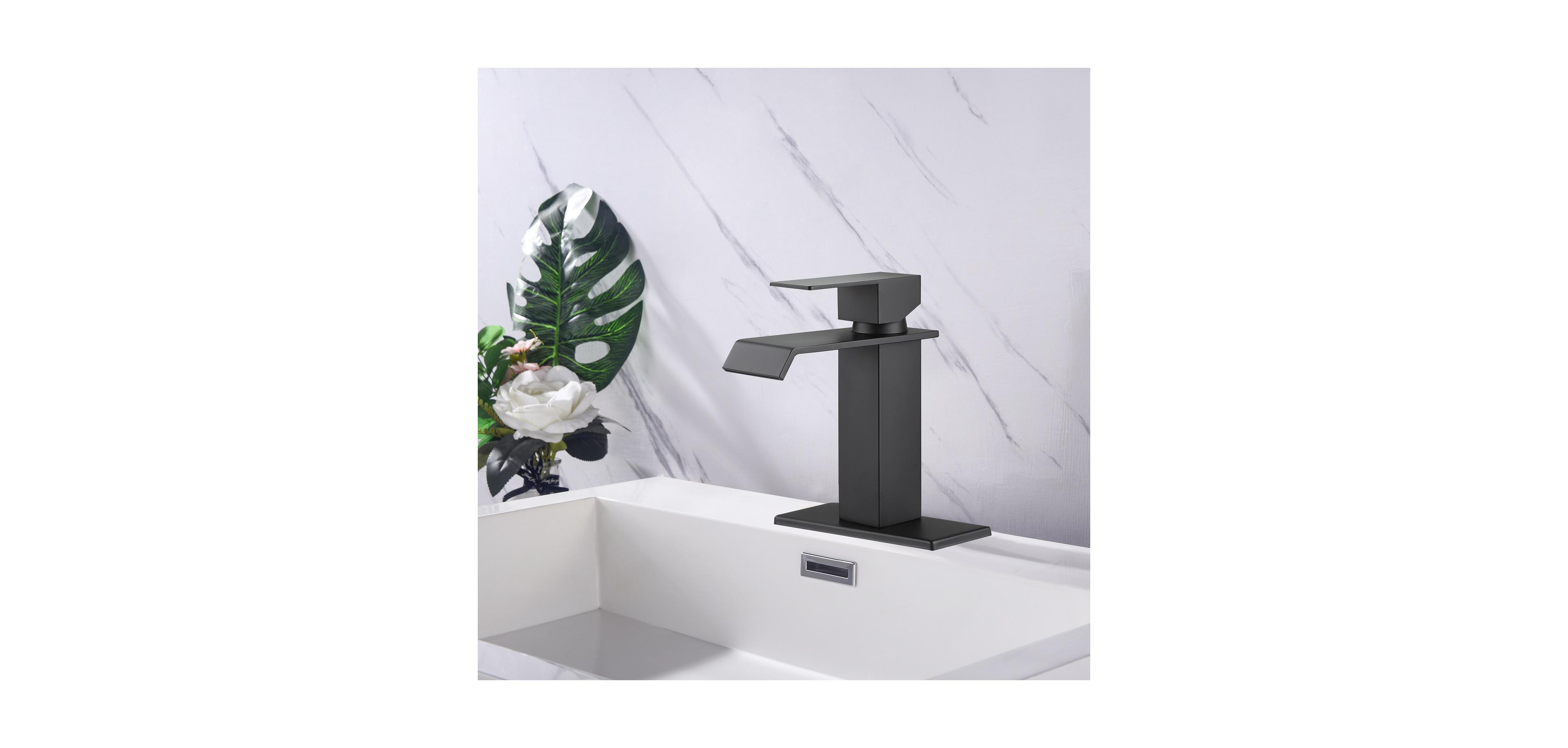 Busdays Single Handle Waterfall Spout Bathroom Faucet for Vanity Sink
