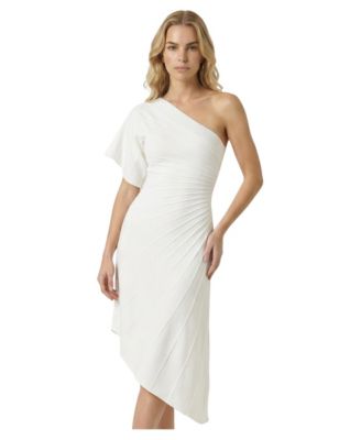 Women's One-Shoulder Ribbed A-Line Dress