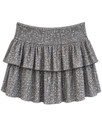 Girls' 7-16 Sequin-Tiered Skirt