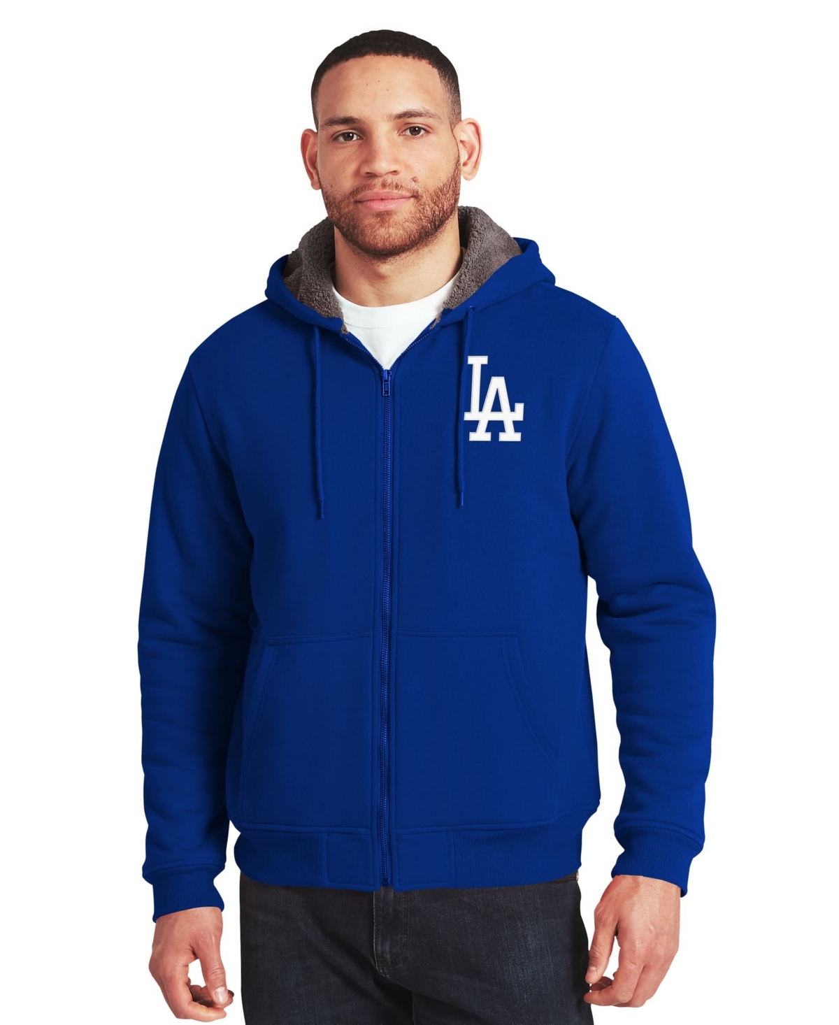Darius Rucker Collection By Fanatics Men's Royal/Gray Los Angeles Dodgers Sherpa Lined Full-Zip Sweatshirt - Royal, Gray
