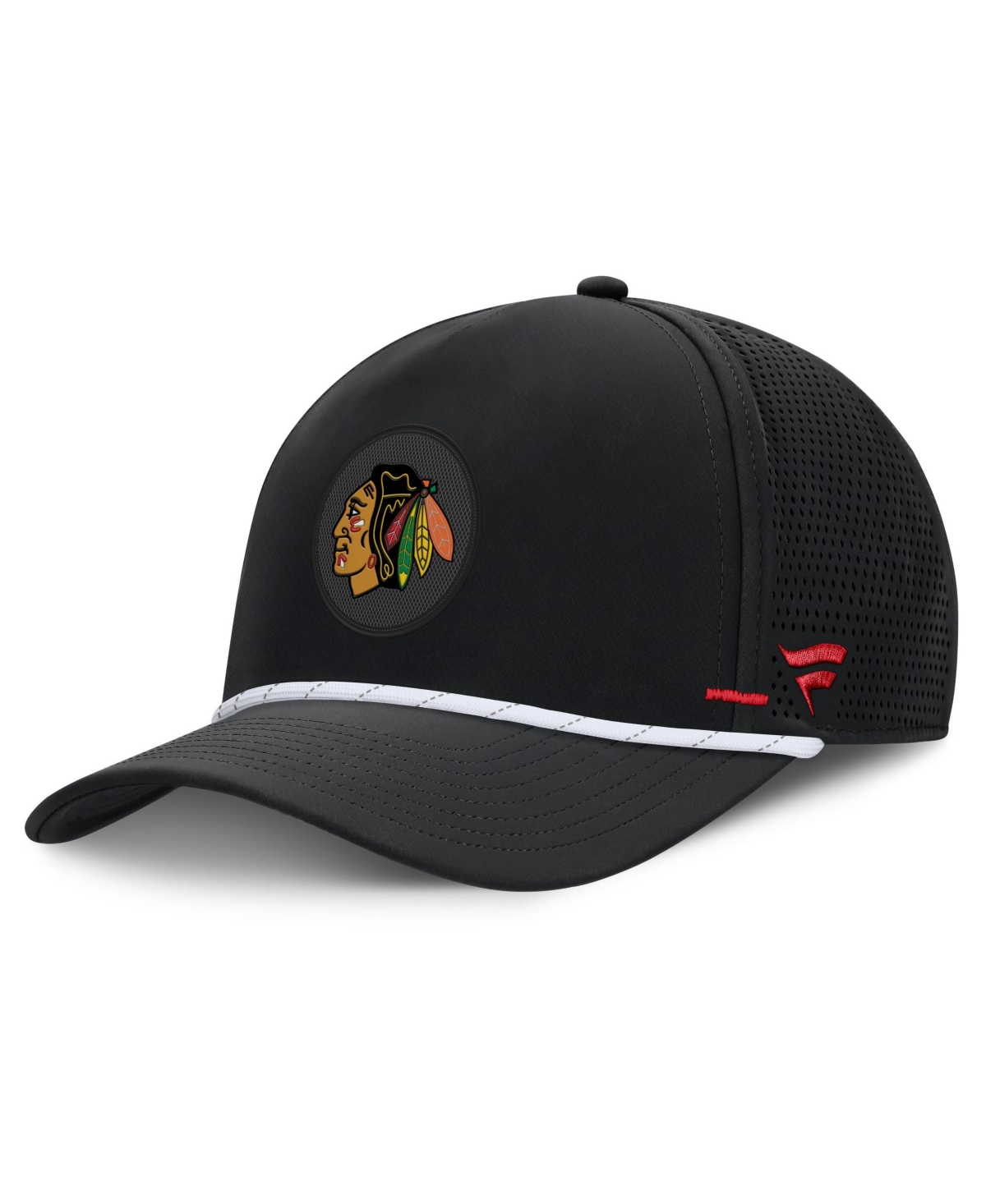 Fanatics Men's Black Chicago Blackhawks Authentic Pro Rink Vented A-Frame Adjustable Hat - Black, White
