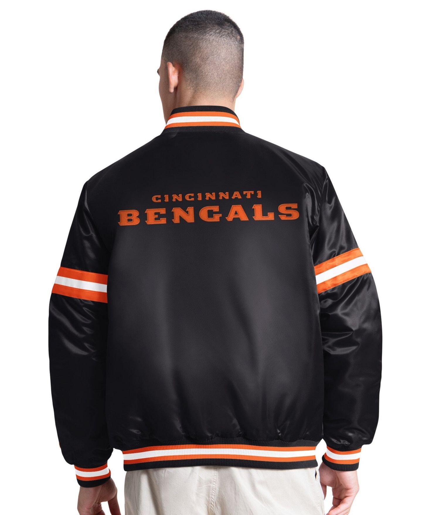 Мужская куртка Starter Black Cincinnati Bengals Courtside Varsity Full Snap — фото 2