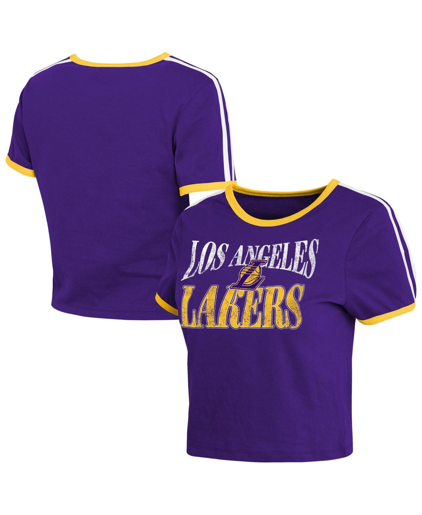 Женская футболка WEAR by Erin Andrews Purple Los Angeles Lakers Ringer Baby T-Shirt — фото 1