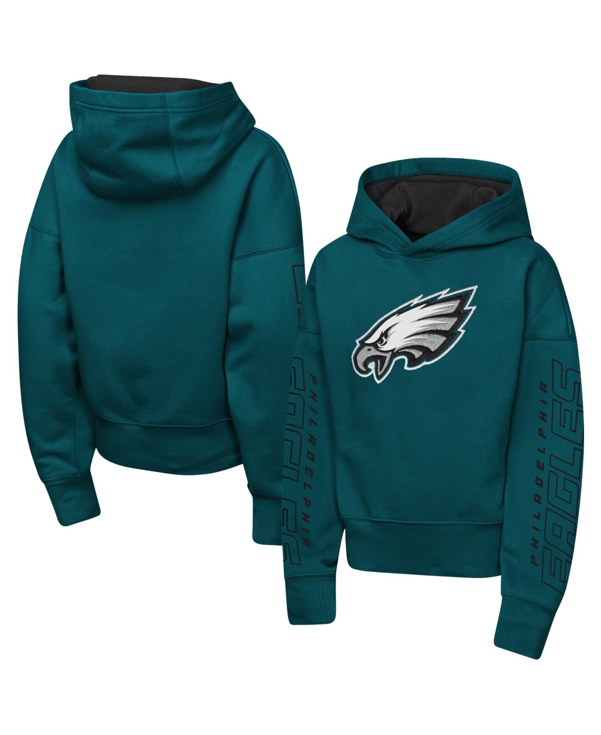 Outerstuff Big Girls' Midnight Green Philadelphia Eagles Miss Tailgate Color Block Hoodie - Midnight Green