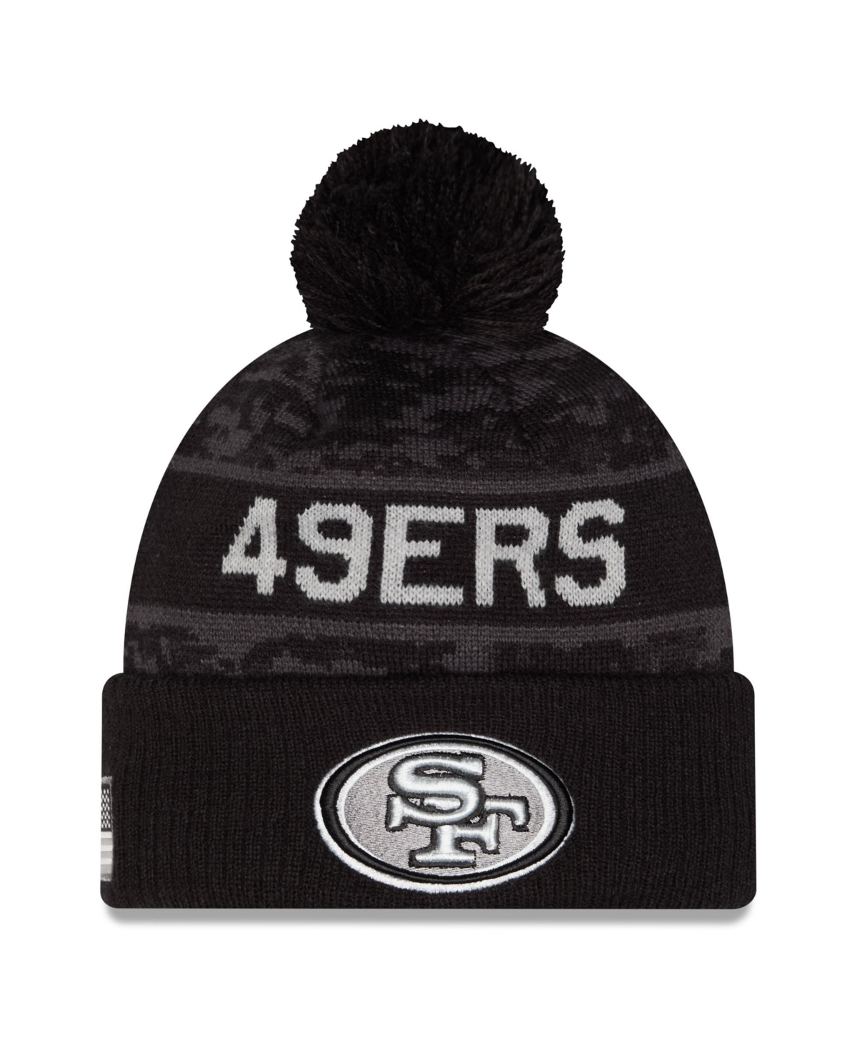 New Era Men's Black San Francisco 49ers 2026 Salute To Service Cuffed Knit with Pom Hat - Black