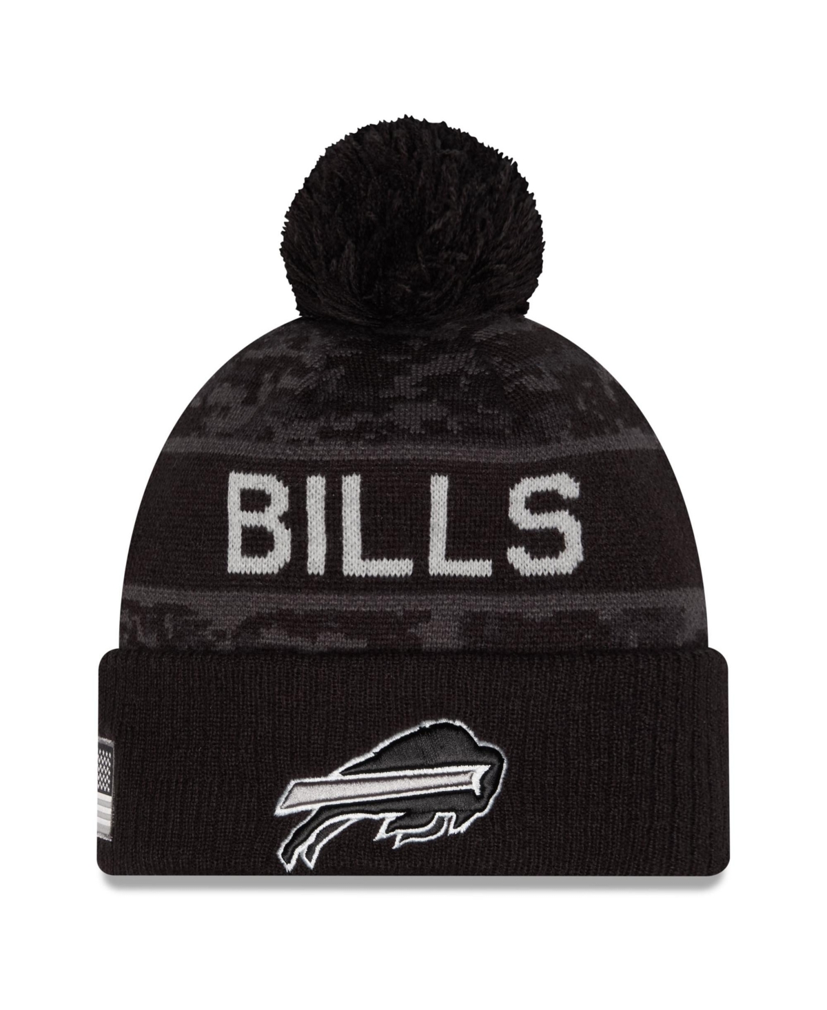 New Era Men's Black Buffalo Bills 2026 Salute To Service Cuffed Knit with Pom Hat - Black