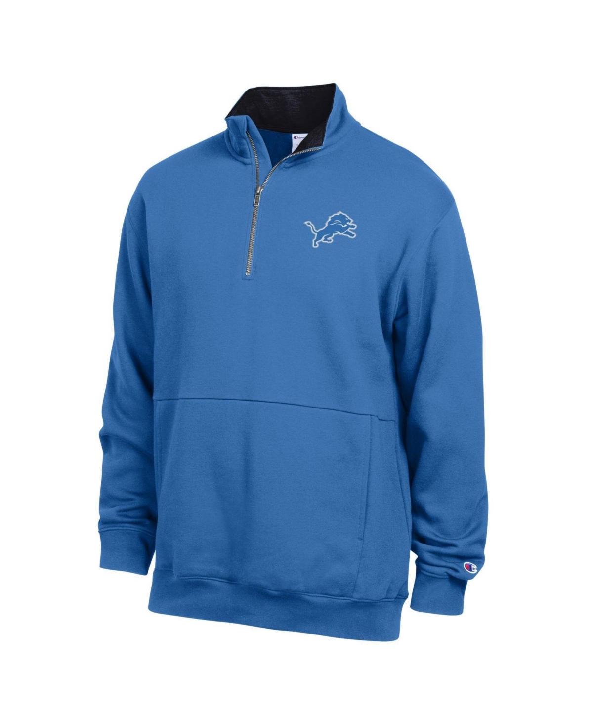 Champion Men's Blue/Black Detroit Lions Fleece Quarter-Zip Pullover - Blue, Black