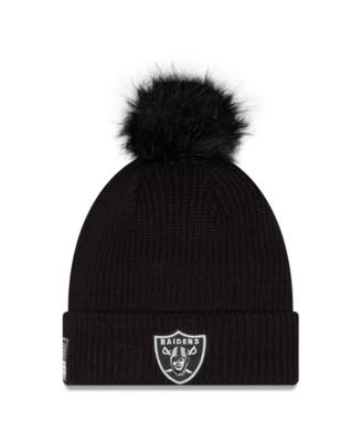 Women's Black Las Vegas Raiders 2026 Salute To Service Cuffed Knit with pom Hat