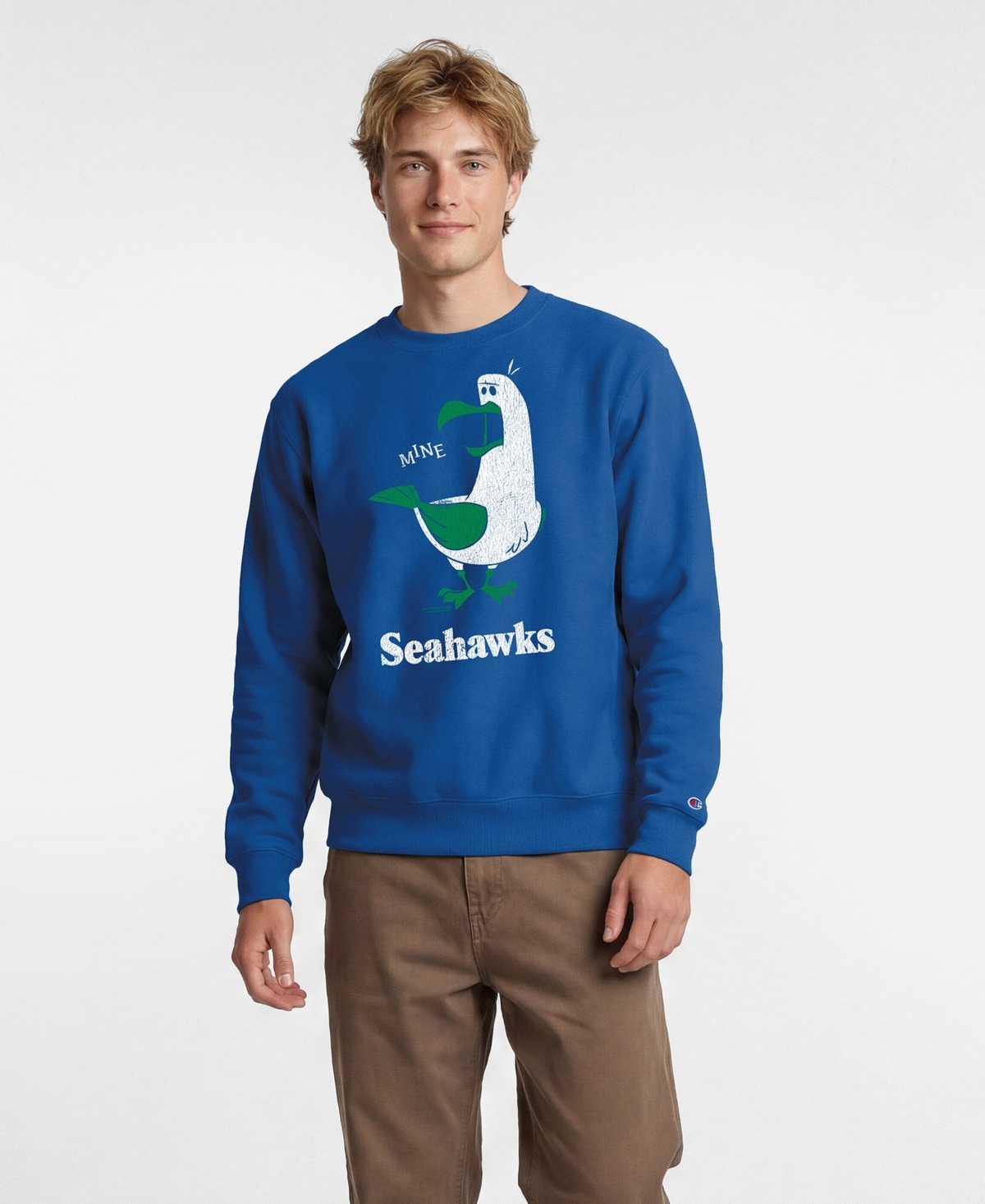 Champion Men's Disney x Royal Seattle Seahawks Seagulls Power blend Sweatshirt - Royal