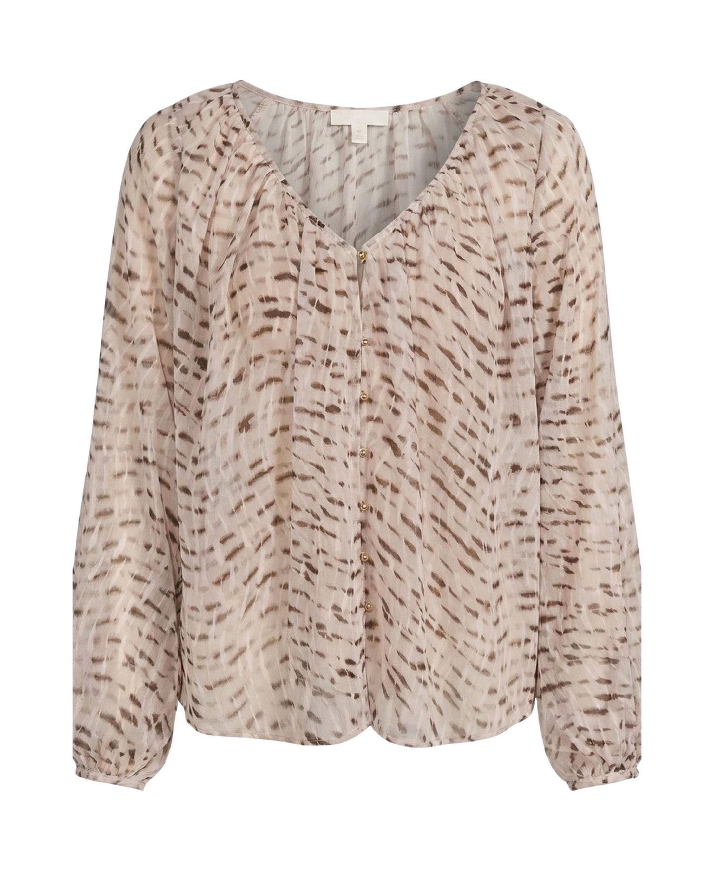 Женская блузка Modenaire Lightweight Patterned Long-Sleeve V-Neck, цвет: Хаки — фото 3