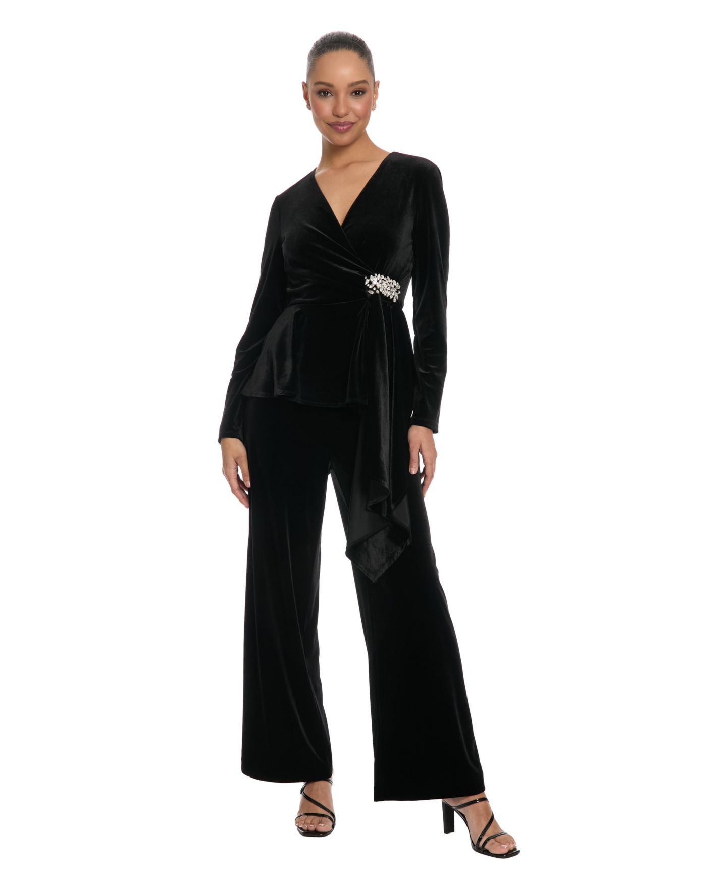 Женская блузка Muse Sequin Faux-Wrap V-Neck, цвет: Чёрный — фото 2