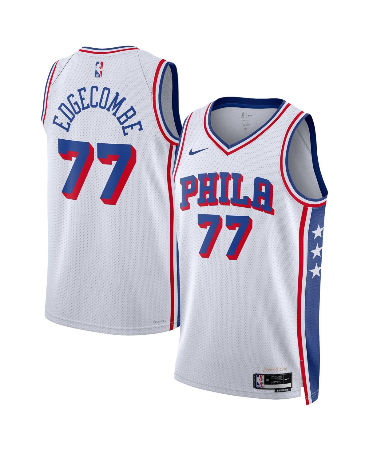 Nike Men's and Women's Vj Edgecombe White Philadelphia 76ers Swingman Player Association Edition Jersey - White
