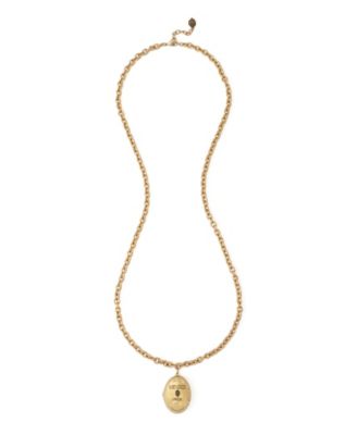 Crystal Gold-Tone Eagle Locket Long Necklace