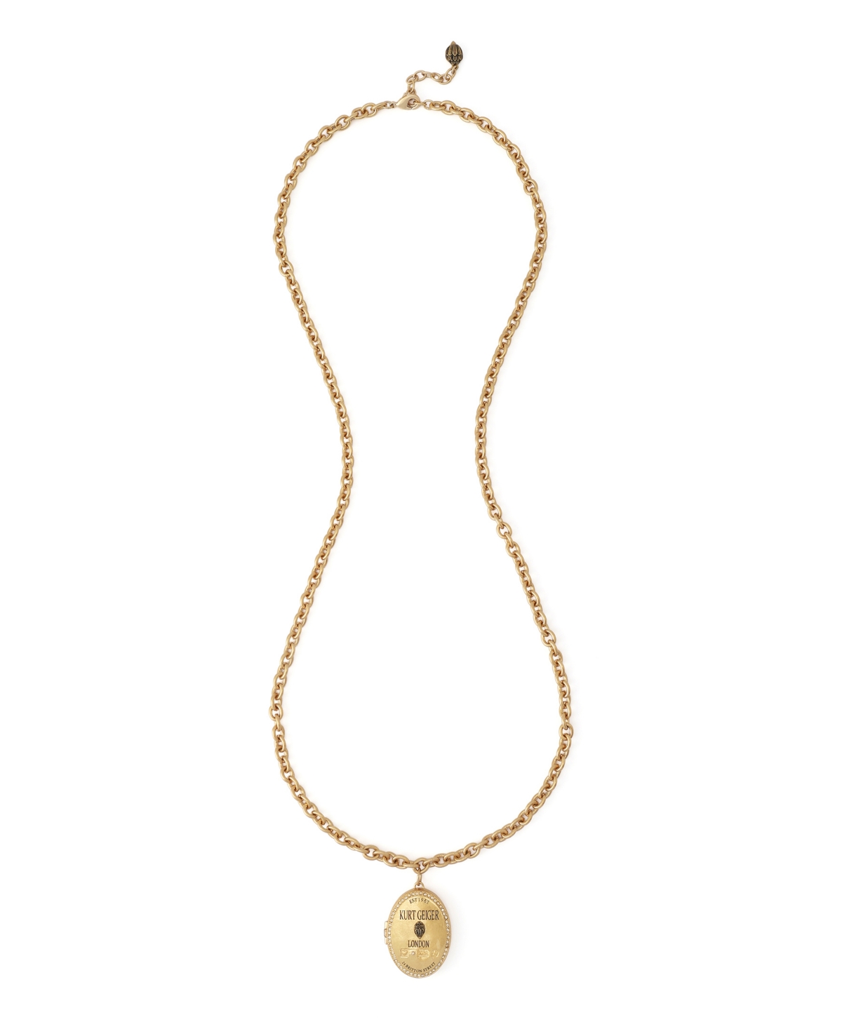 Kurt Geiger London Crystal Gold-Tone Eagle Locket Long Necklace - Antique Gold