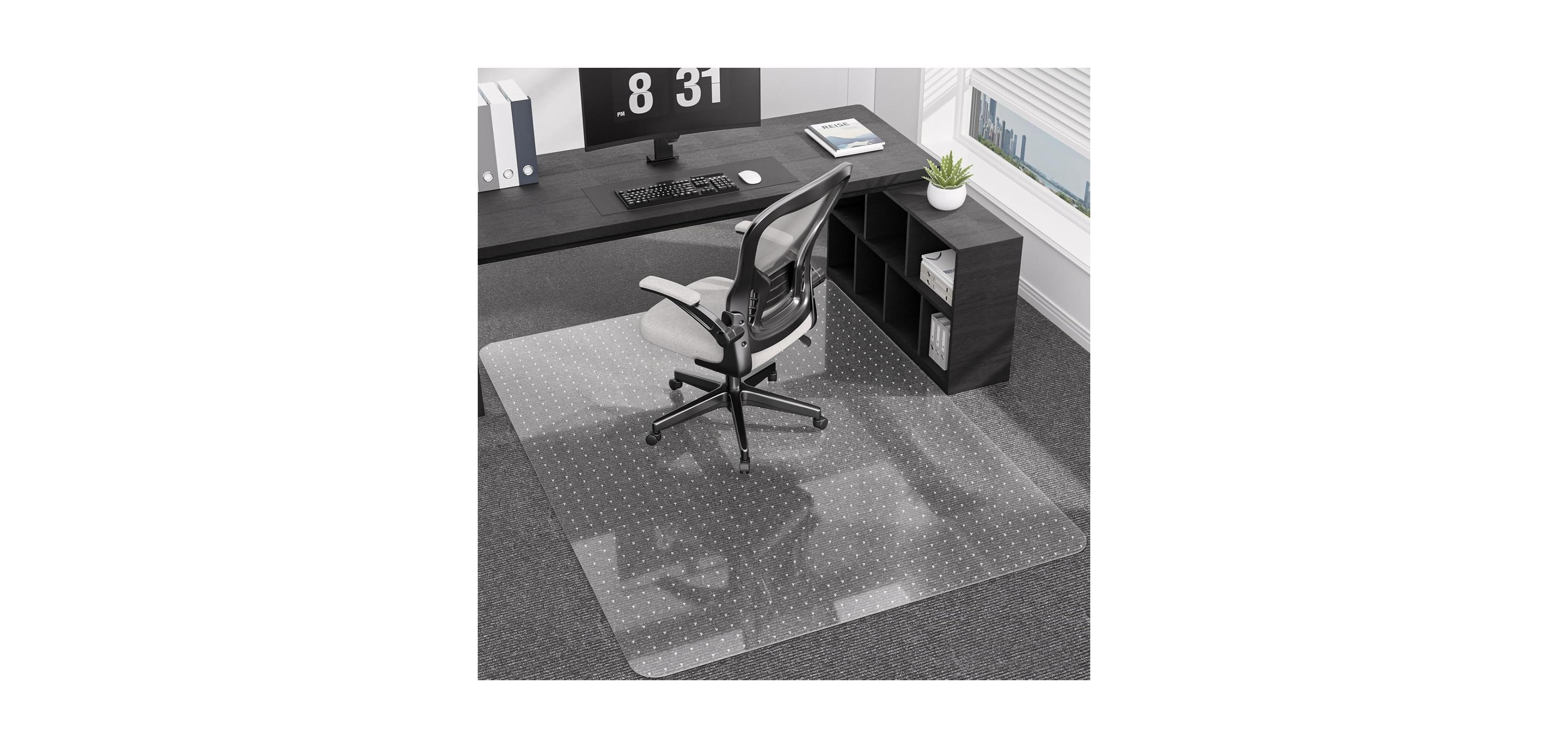 Danrong Heavy Duty Low Pile Carpet Chair Mat With Lip Smooth Rolling Office Home Floor Protector