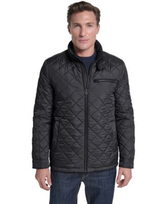 Men's Quilted Faux Suede-Trim Faux Sherpa-Lined Jacket