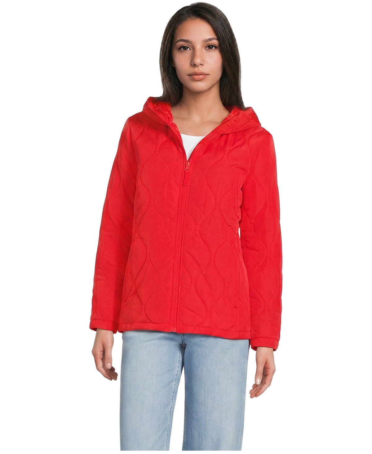 Lands' End Women's FeatherFree Quilted Insulated Jacket - Compass red