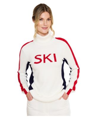Women's Ski Text Panel Design Sweater