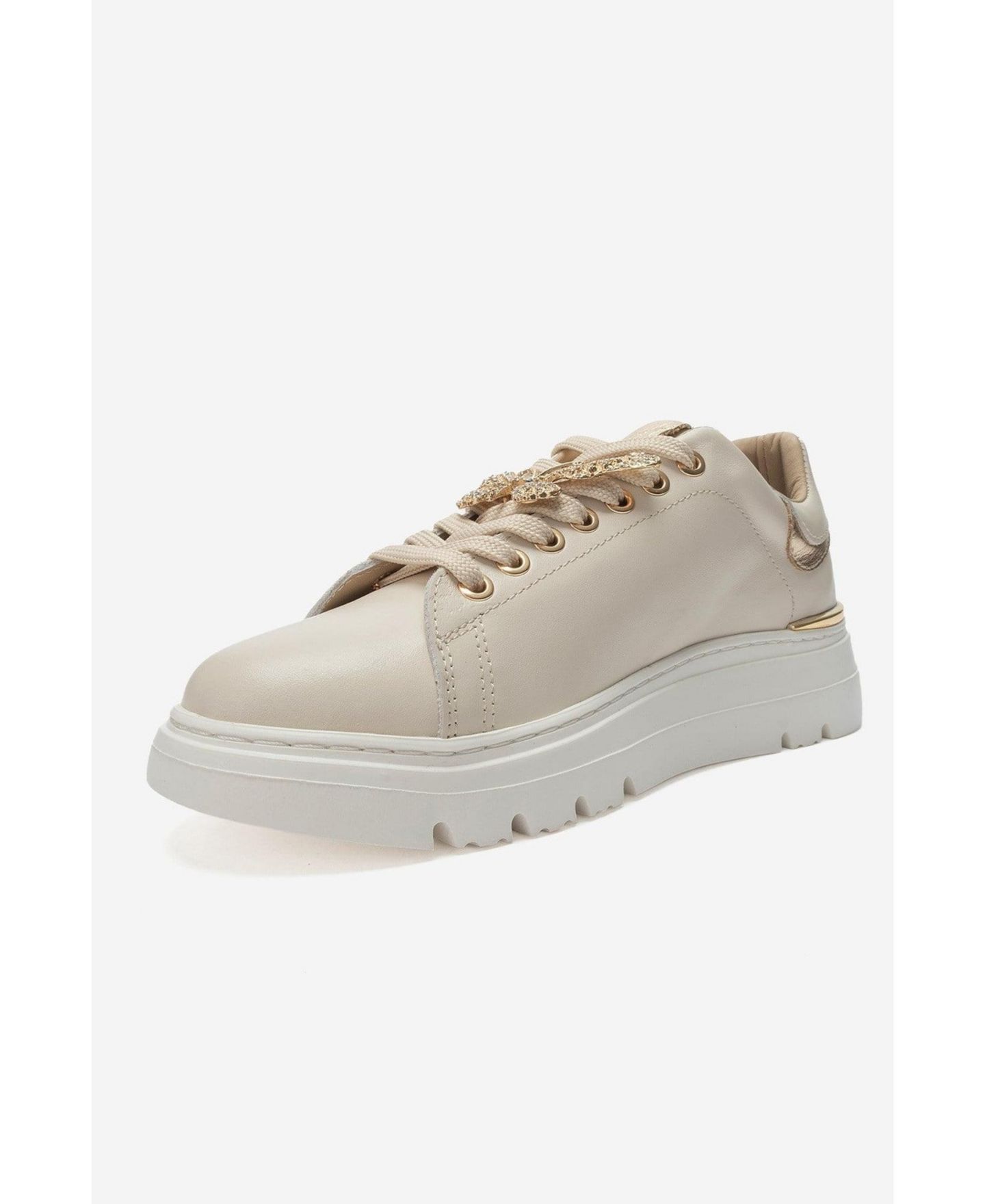 Женские кроссовки Forever & Always Shoes Jenny Leather Round-Toe Casual, цвет: Бежевый — фото 8