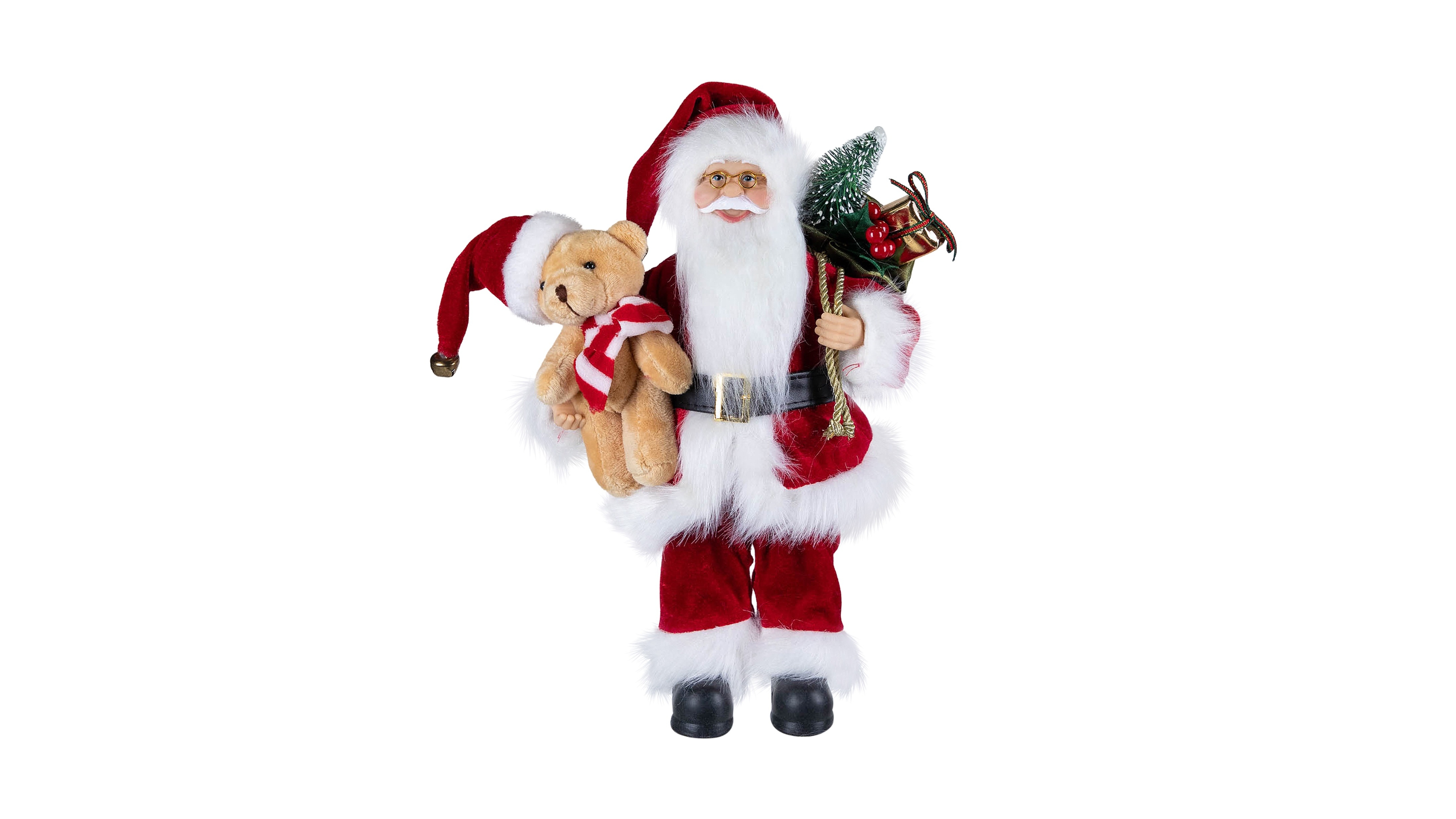Northlight Traditional Santa Claus 12" Christmas Figure with Teddy Bear and Gift Bag