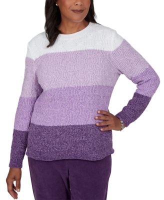 Women's Cable-Knit Colorblock Crewneck Sweater