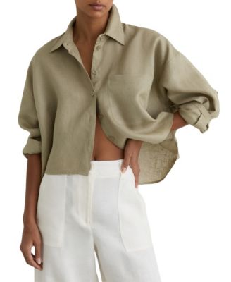 Women's Solena Collared Cropped Linen Shirt