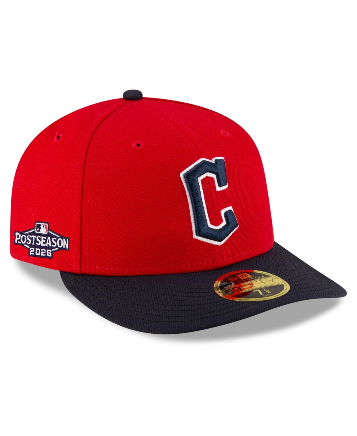 New Era Men's Red/Navy Cleveland Guardians 2026 Mlb Postseason Side Patch Low Profile 59FIFTY Fitted Hat - Red, Navy