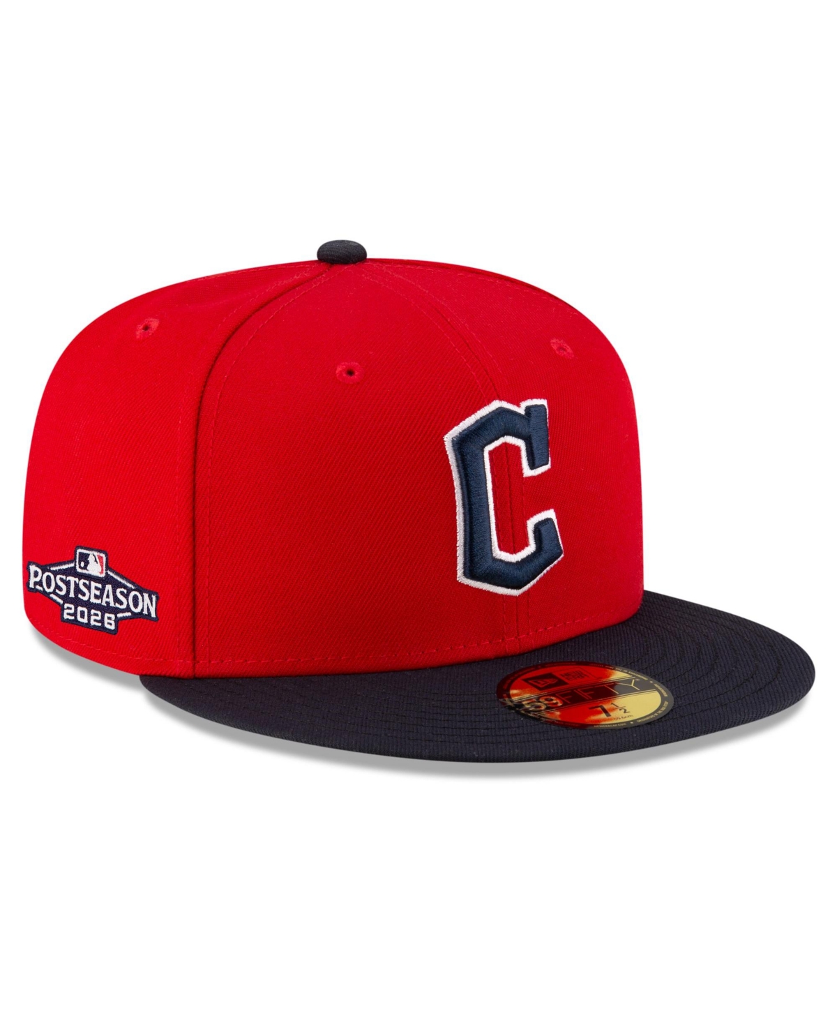 New Era Men's Red/Navy Cleveland Guardians 2026 Mlb Postseason Side Patch 59FIFTY Fitted Hat - Red, Navy