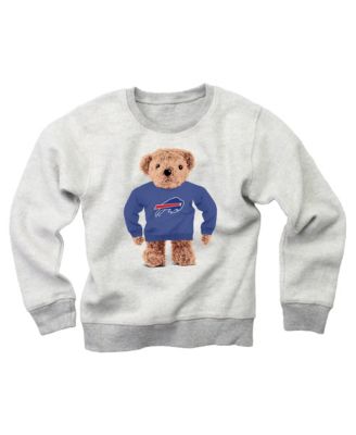 Big Boys' and Girls' Gray Buffalo Bills Reverse Fleece Teddy Bear Sweatshirt