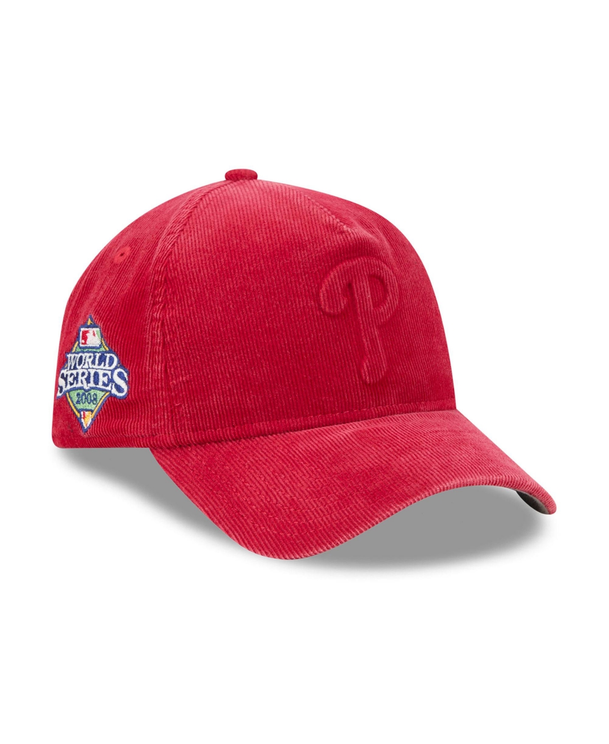 New Era Men's Red Philadelphia Phillies 2008 World Series Side Patch Tonal Corduroy 9FORTY A-Frame Adjustable Hat - Red