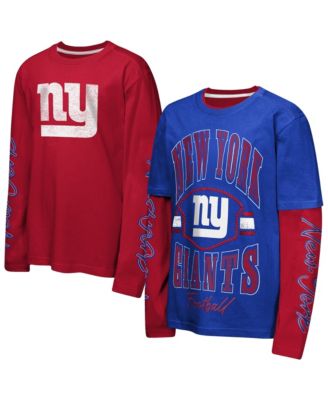 Big Boys' and Girls' Royal/Red New York Giants Motion Combo Set T-shirts