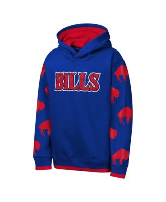 Big Boys' and Girls' Royal Buffalo Bills Retro Draft Day Chenille Pullover Hoodie