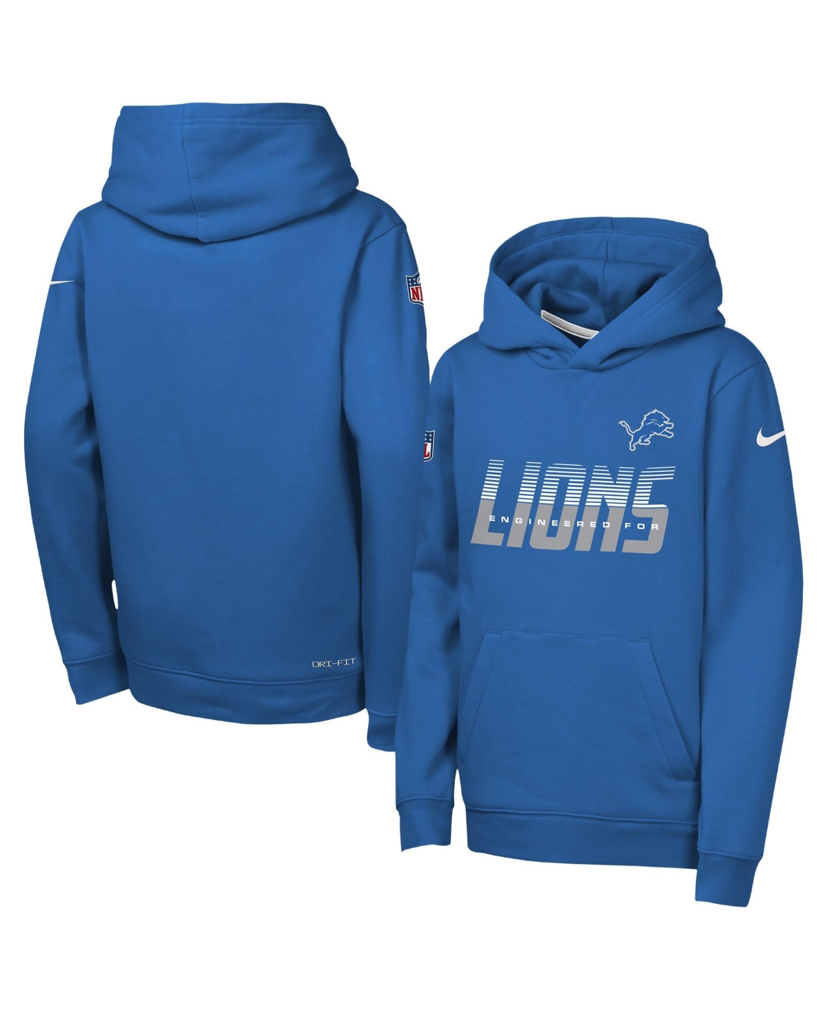 Nike Big Boys' and Girls' Blue Detroit Lions Sideline Dri-fit Hoodie - Blue