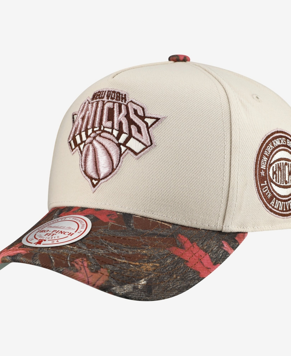 Mitchell & Ness Men's and Women's Cream New York Knicks Fall Pink Pro Snapback Hat - Cream