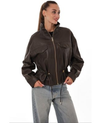 Women's Skyler Stand-Collar Short Leather Jacket