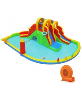 8-in-1 Giant Inflatable Bounce House with 2 Long Slides and 750W Blower, Ages 3-12