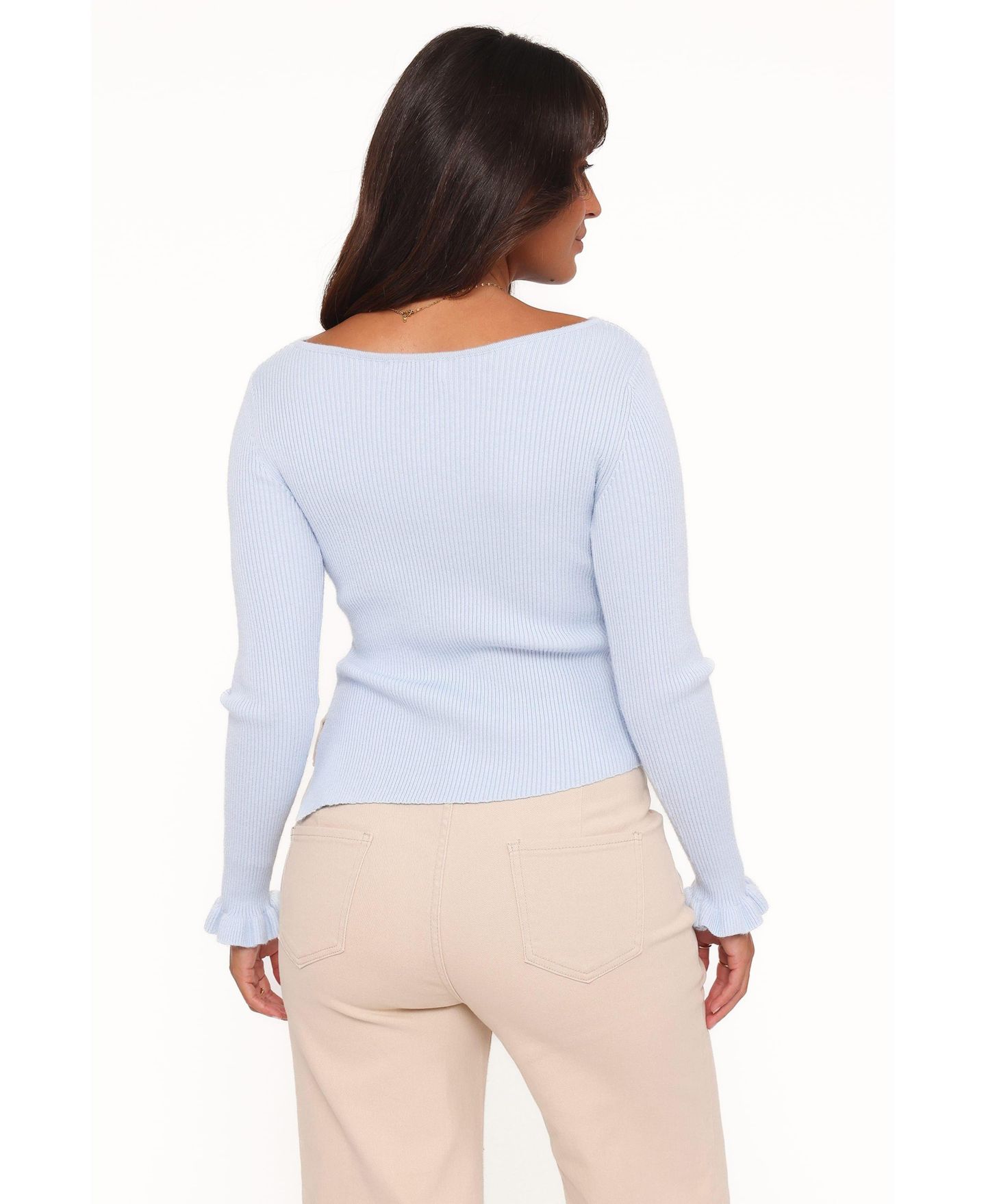 Женский топ Petal & Pup Fiana Boat Neck Long-Sleeve Ribbed-Knit, цвет: Ледяной синий — фото 6