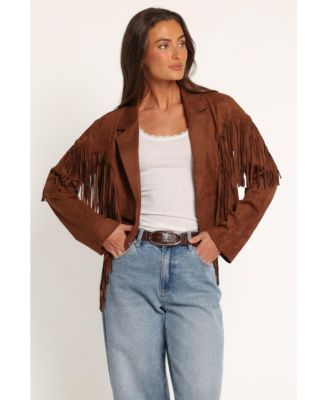 Women's Kara Fringe Cropped Faux Suede Jacket
