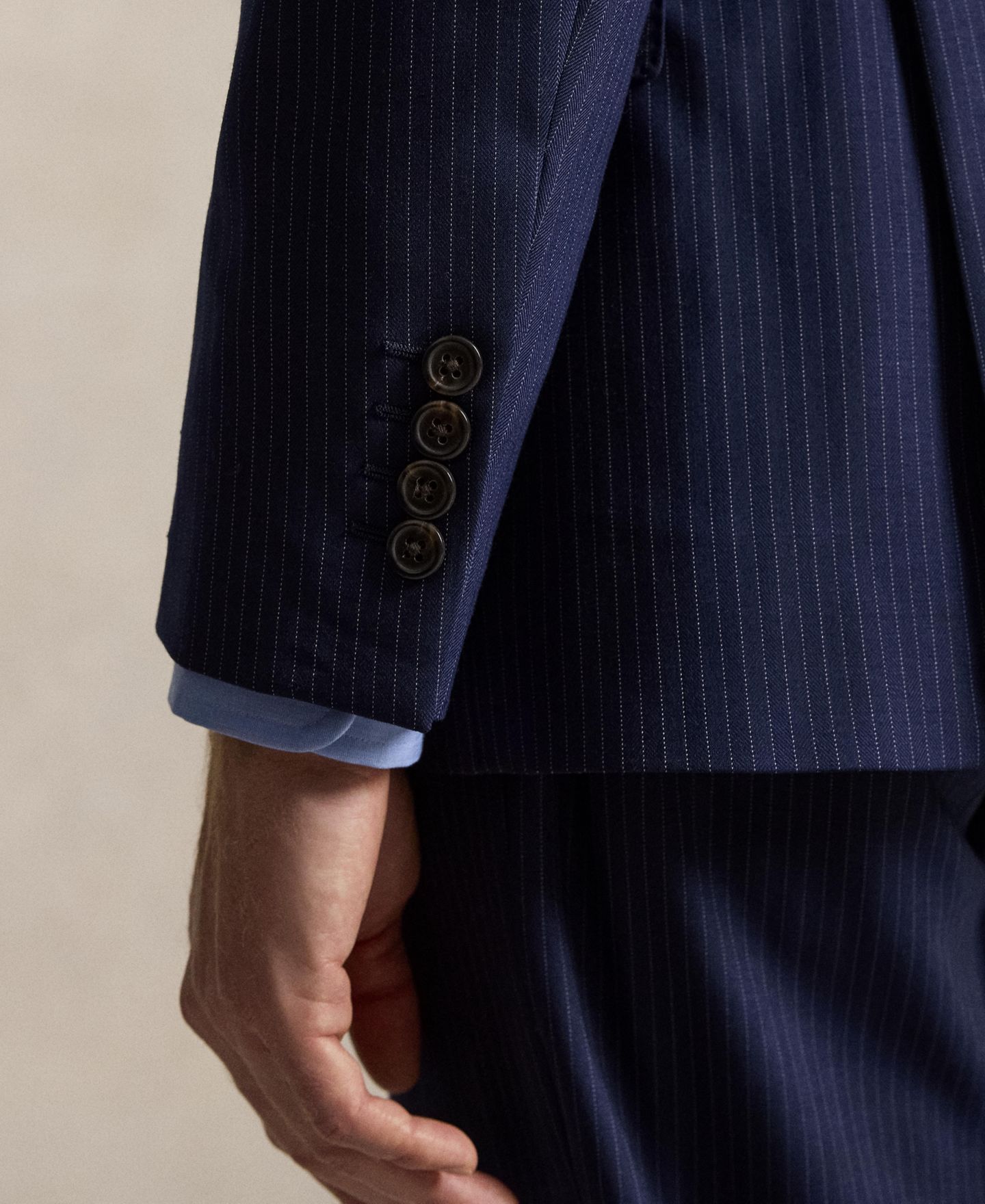 Мужская куртка Polo Ralph Lauren Modern-Fit Pinstripe Twill, цвет: Тёмно-синий — фото 4
