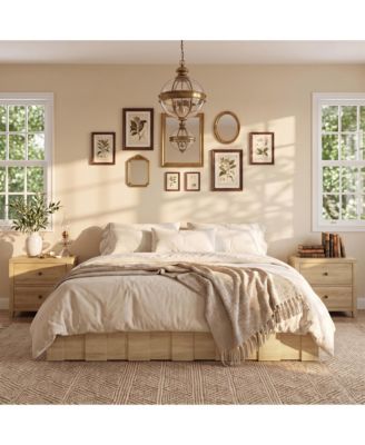 All Size Platform Bed Frame with Wood Slats, No Box Spring Needed, Rounded Corners, Sturdy Wood Frame, Easy Assembly