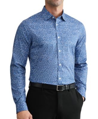 Men's Slim-Fit Spread Collar Untucked Dress Shirt
